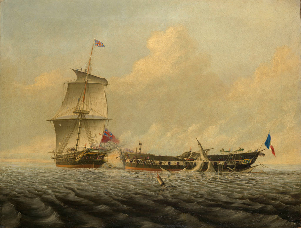Detail of Action between HMS 'Blanche' and the 'Pique', 5 January 1795 by John Thomas Baines