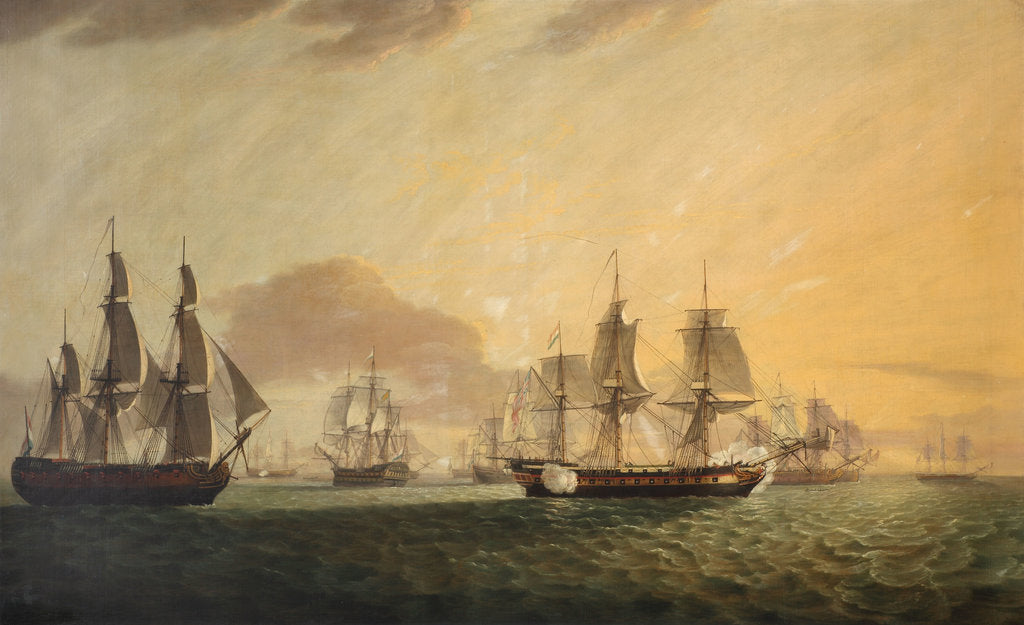 Detail of The East Indiaman 'General Goddard' capturing Dutch East Indiamen, June 1795 by Thomas Luny