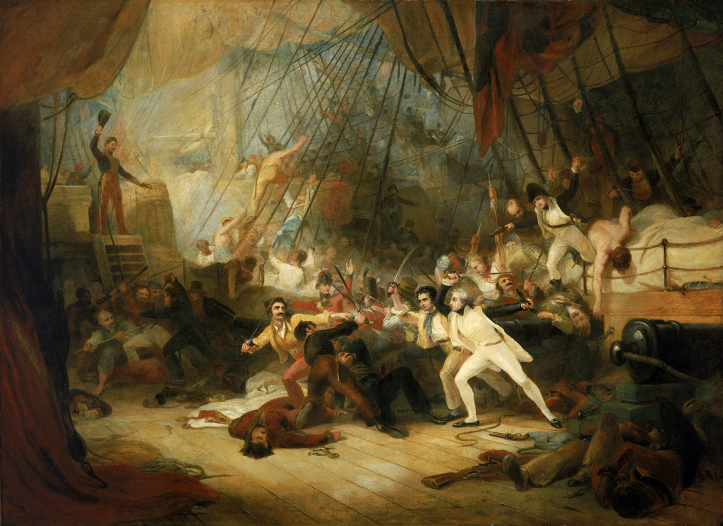 Detail of Nelson boarding the 'San Josef' at the Battle of Cape St Vincent, 14 February 1797 by George Jones
