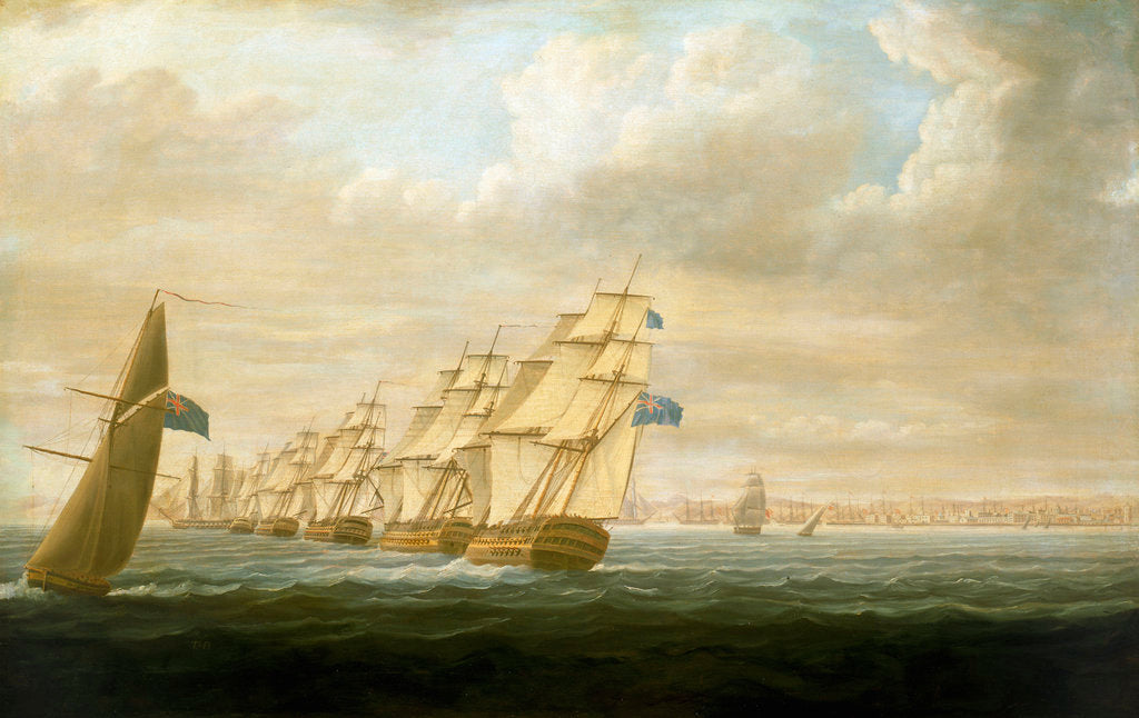 Detail of Nelson's inshore blockading squadron at Cadiz, July 1797 by Thomas Buttersworth