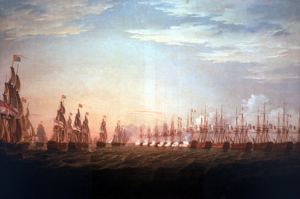 Detail of The Battle of the Nile, 1 August 1798, beginning of the action by Thomas Whitcombe