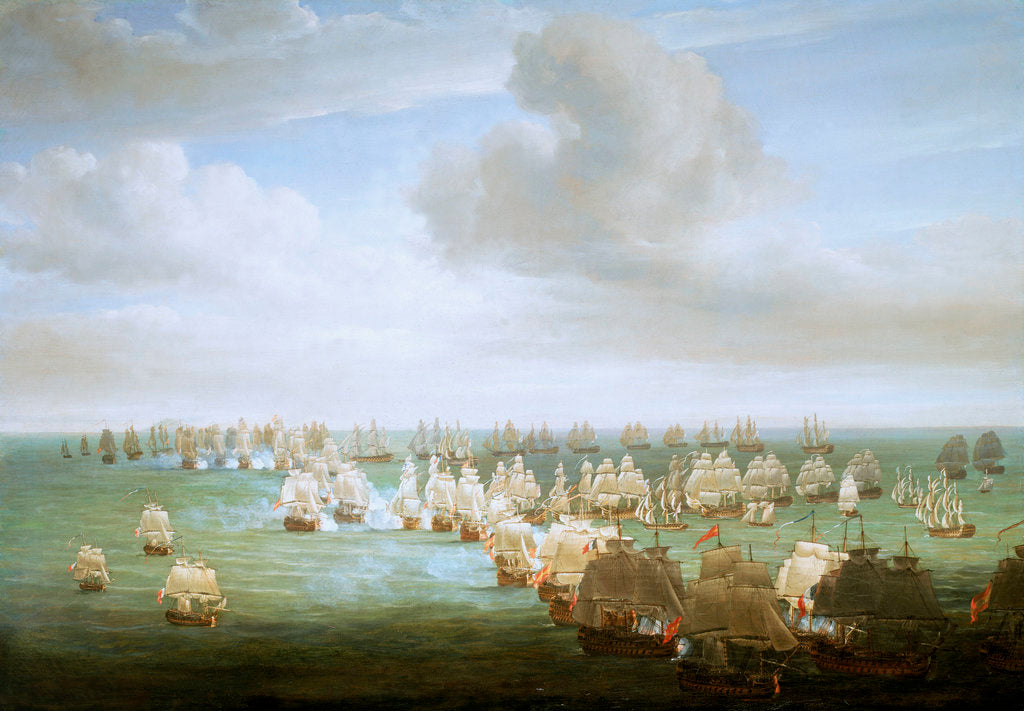 Detail of The Battle of Trafalgar, 21 October 1805, beginning of the action by Nicholas Pocock