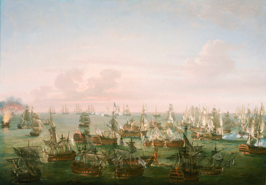 Detail of The Battle of Trafalgar, 21 October 1805, end of the action by Nicholas Pocock