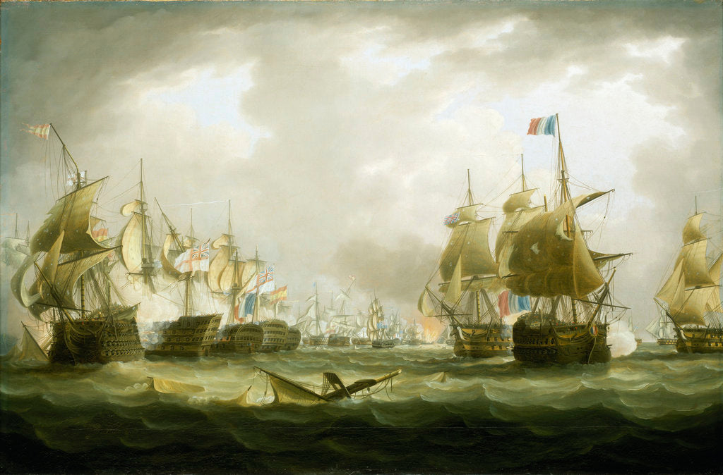 Detail of The Battle of Trafalgar, 21 October 1805, beginning of the action by Thomas Buttersworth