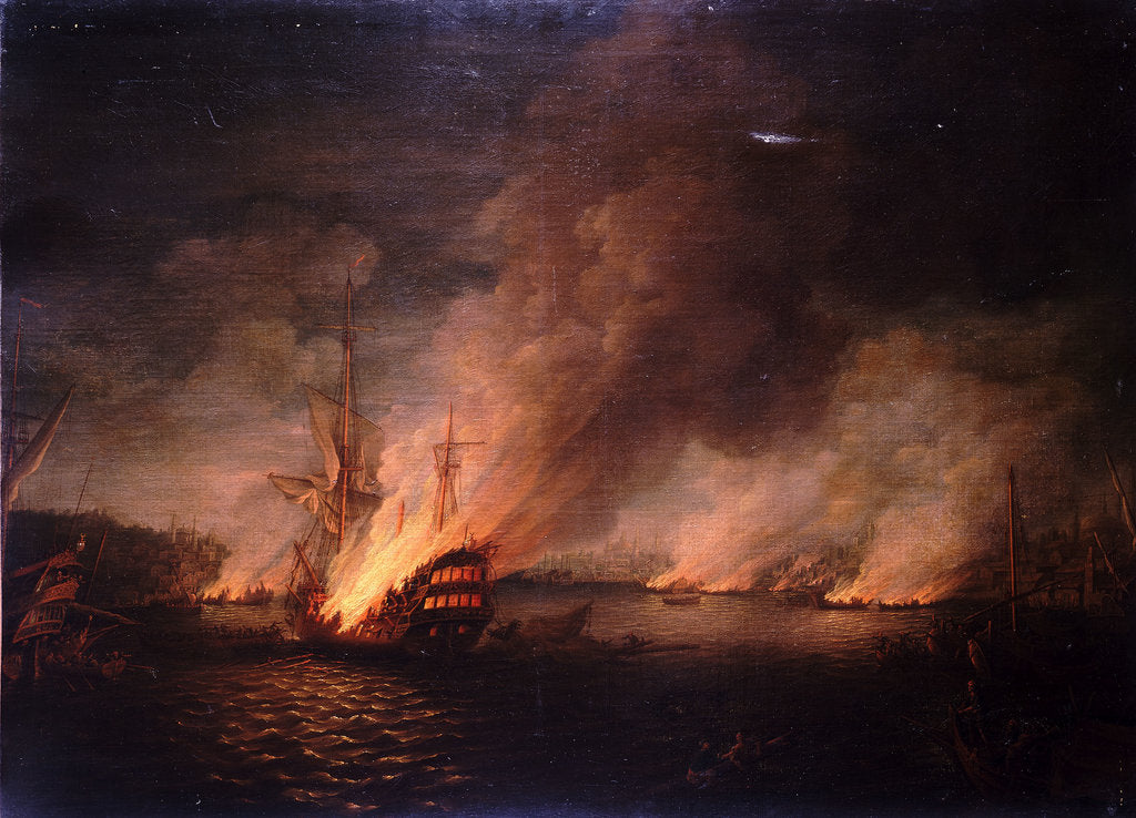 Detail of Sir John Thomas Duckworth's action in the Dardanelles, 19 February 1807 by Thomas Whitcombe