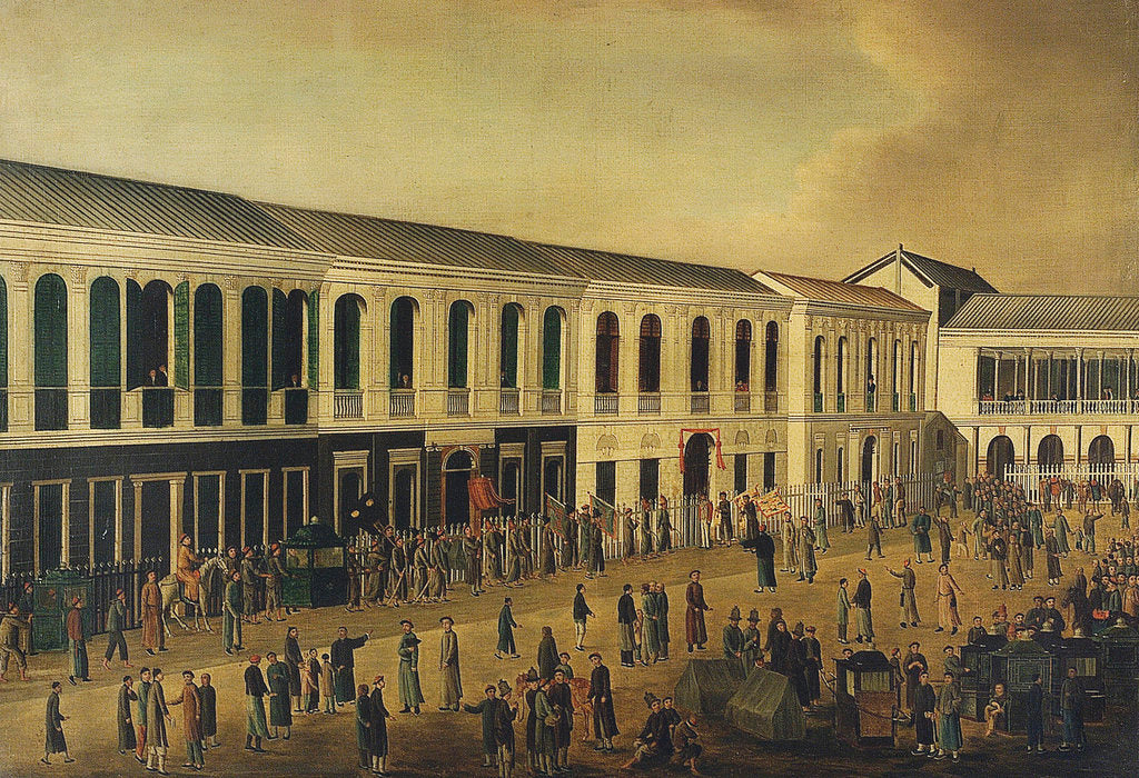 Detail of Trial of four British seamen at Canton, 1 October 1807: scene outside the court by Chinese School
