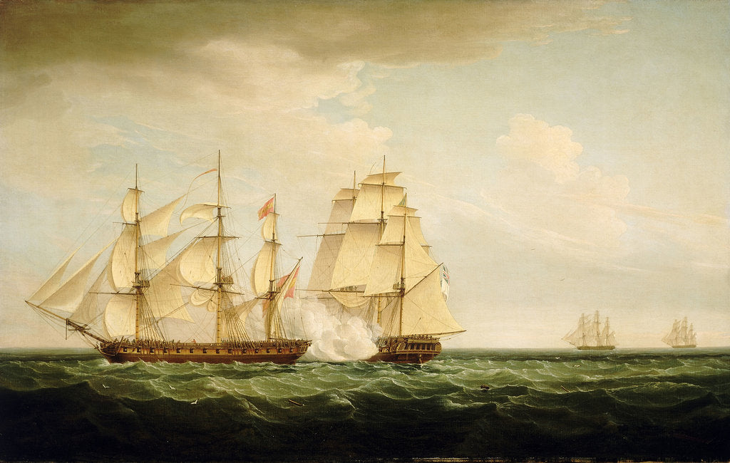 Detail of HMS 'Pearl' and the 'Santa Monica', 14 September 1779 by Thomas Whitcombe