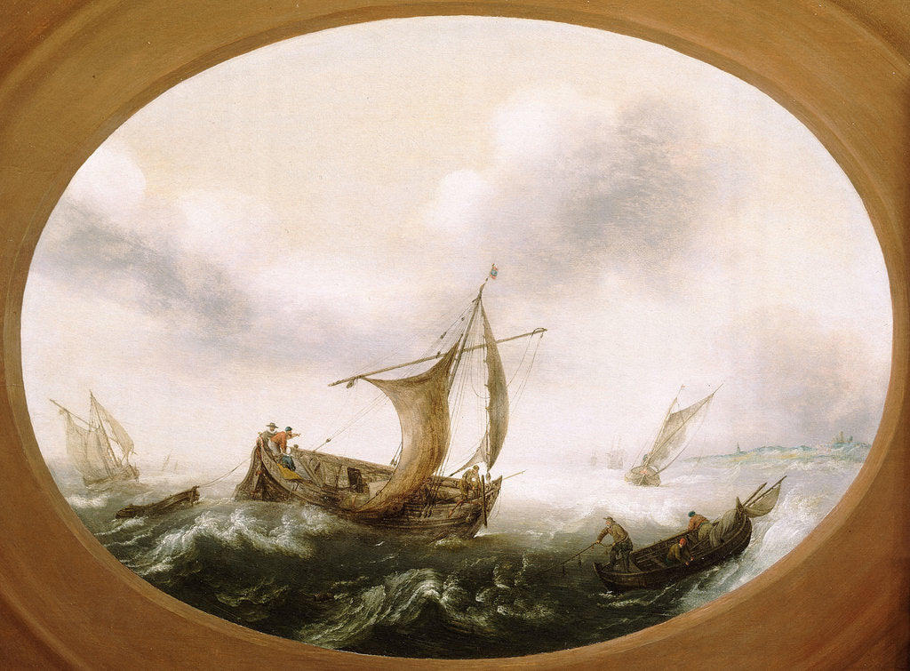 Detail of Dutch boats in a strong breeze by Hans Goderis