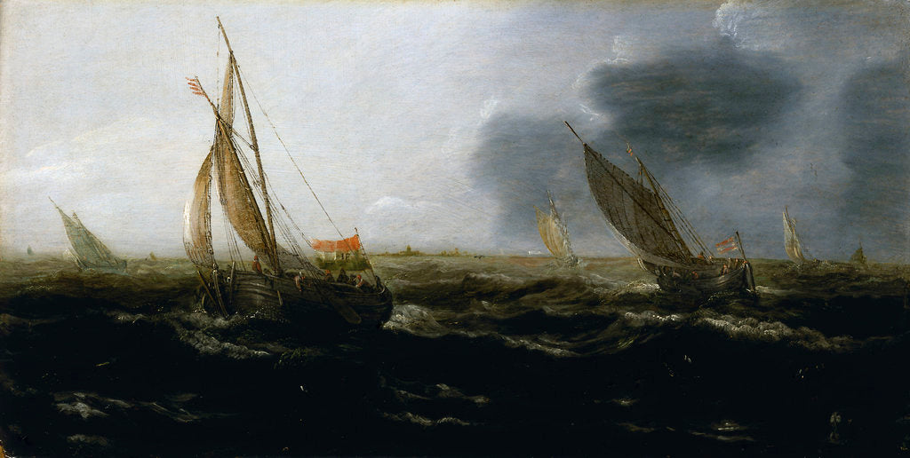 Detail of Dutch vessels in a strong breeze by Jan Porcellis