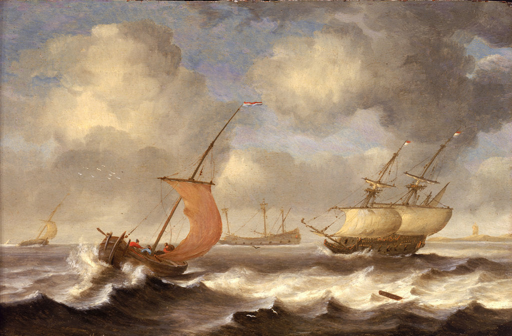 Detail of Dutch ships in a breeze by Monogrammist DW