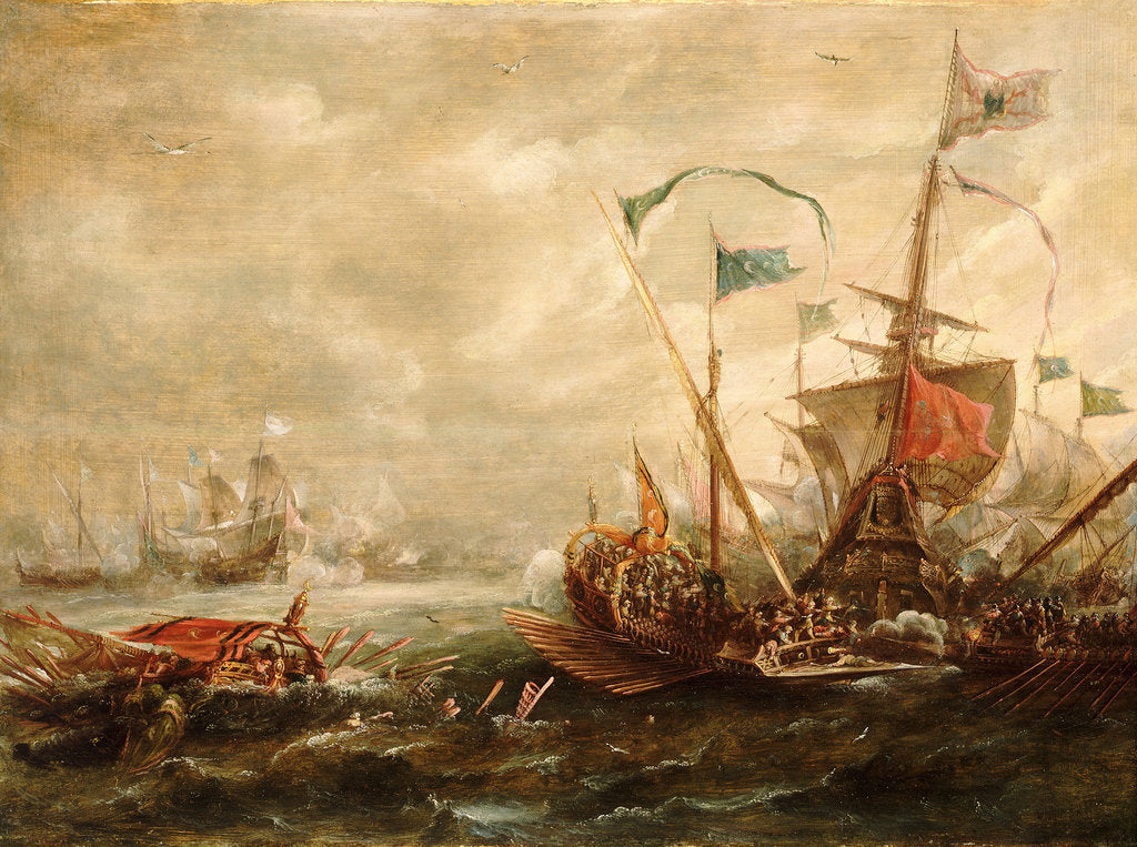 Detail of Spanish engagement with Barbary pirates by Andries van Eertvelt