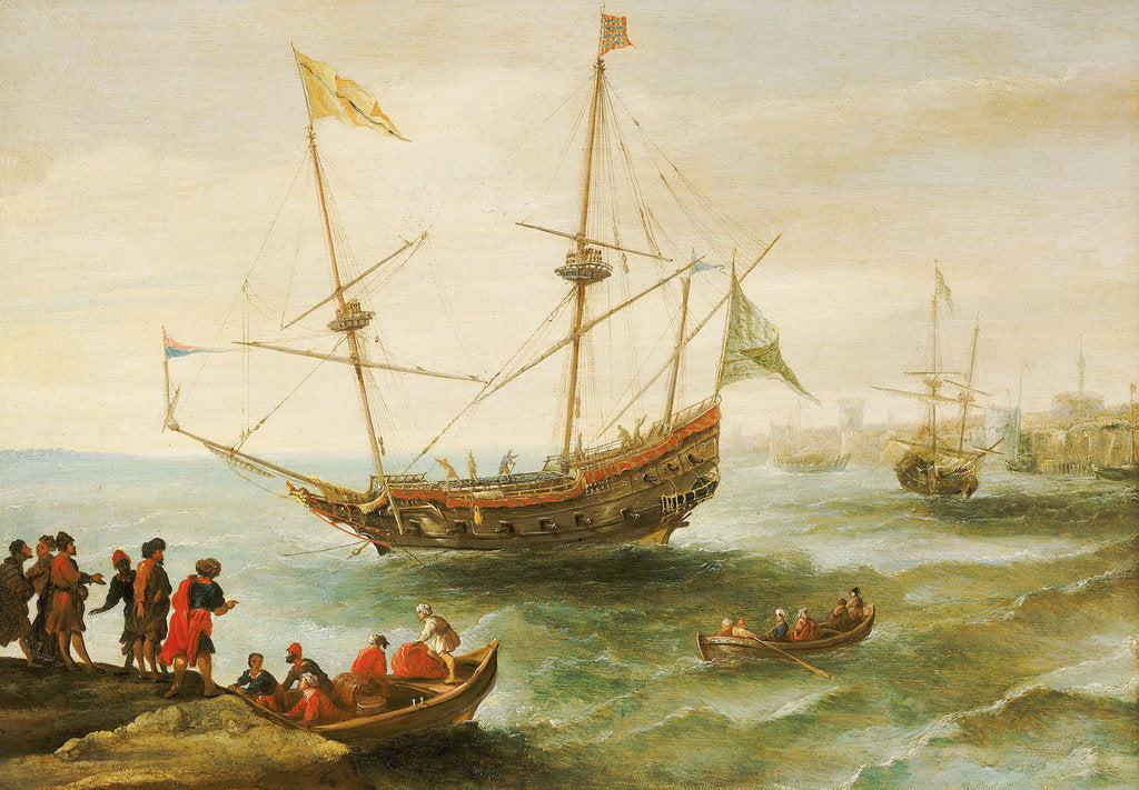 Detail of An Algerine ship off a barbary port by Andries van Eertvelt