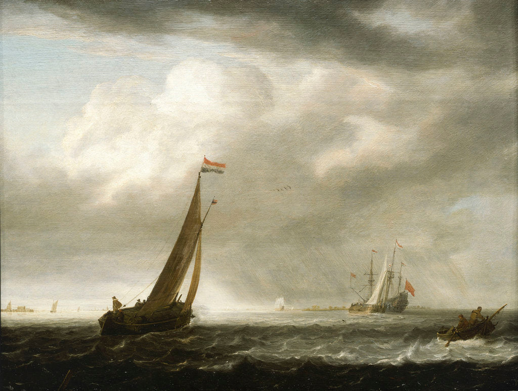 Detail of A squally day in a Dutch estuary by Simon de Vlieger