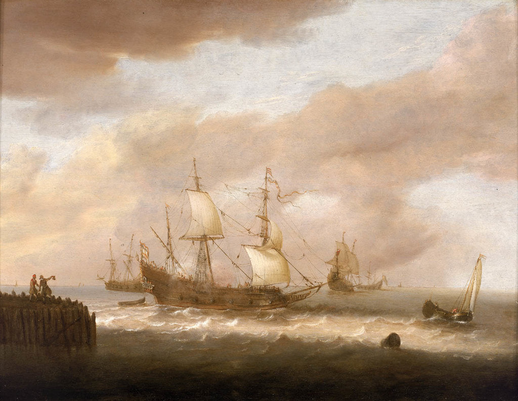 Detail of Ships wrecked on a rocky coast by Hendrick Staets