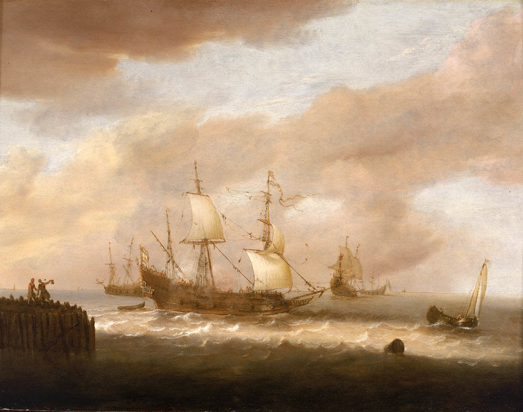 Detail of The departure of an East Indiaman by Hendrick Staets
