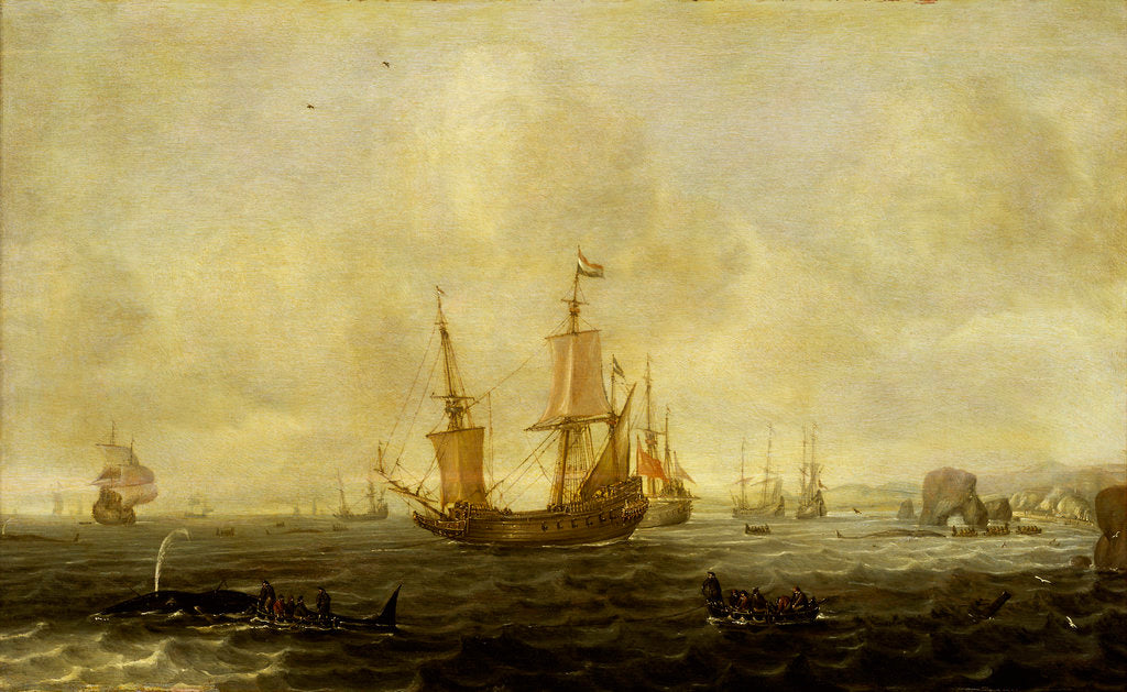 Detail of A Dutch whaling fleet by Jacob Feyt de Vries