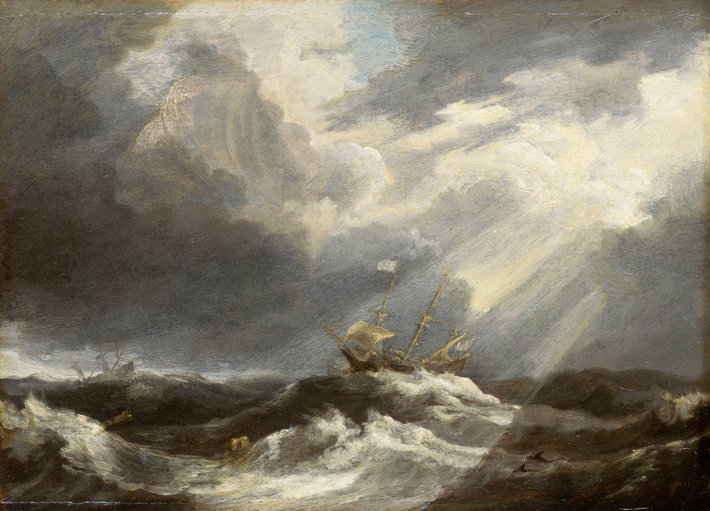 Detail of Sunlight on a stormy sea by Bonaventura Peeters the Elder