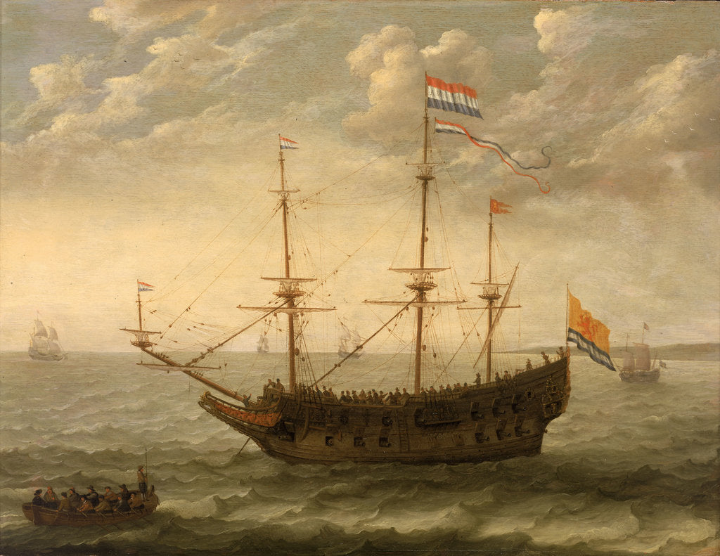 Detail of A Zeeland ship at anchor by Abraham Willaerts