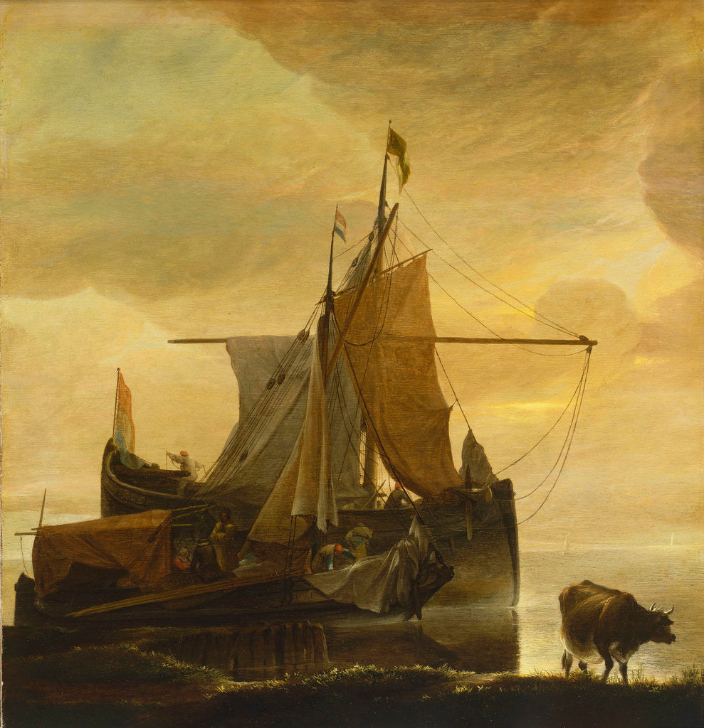 Detail of The rising tide at dawn by Jan van de Cappelle