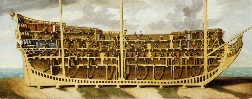 Detail of Section through a first-rate, 1701 by Thomas Phillips