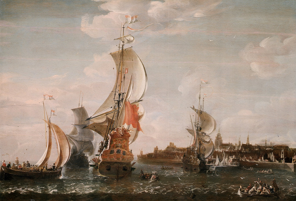 Detail of A Zeeland ship and other Dutch vessels off Flushing by Jean-Baptiste Bonnecroy