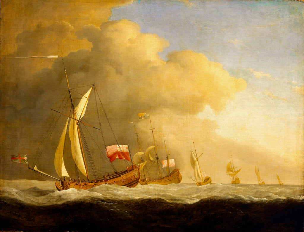 Detail of English Royal yachts at sea by Willem Van de Velde the Younger