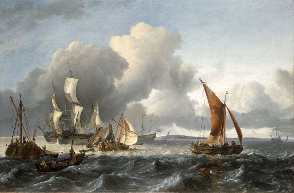 Detail of The merchant shipping anchorage in the Texel by Ludolf Bakhuizen
