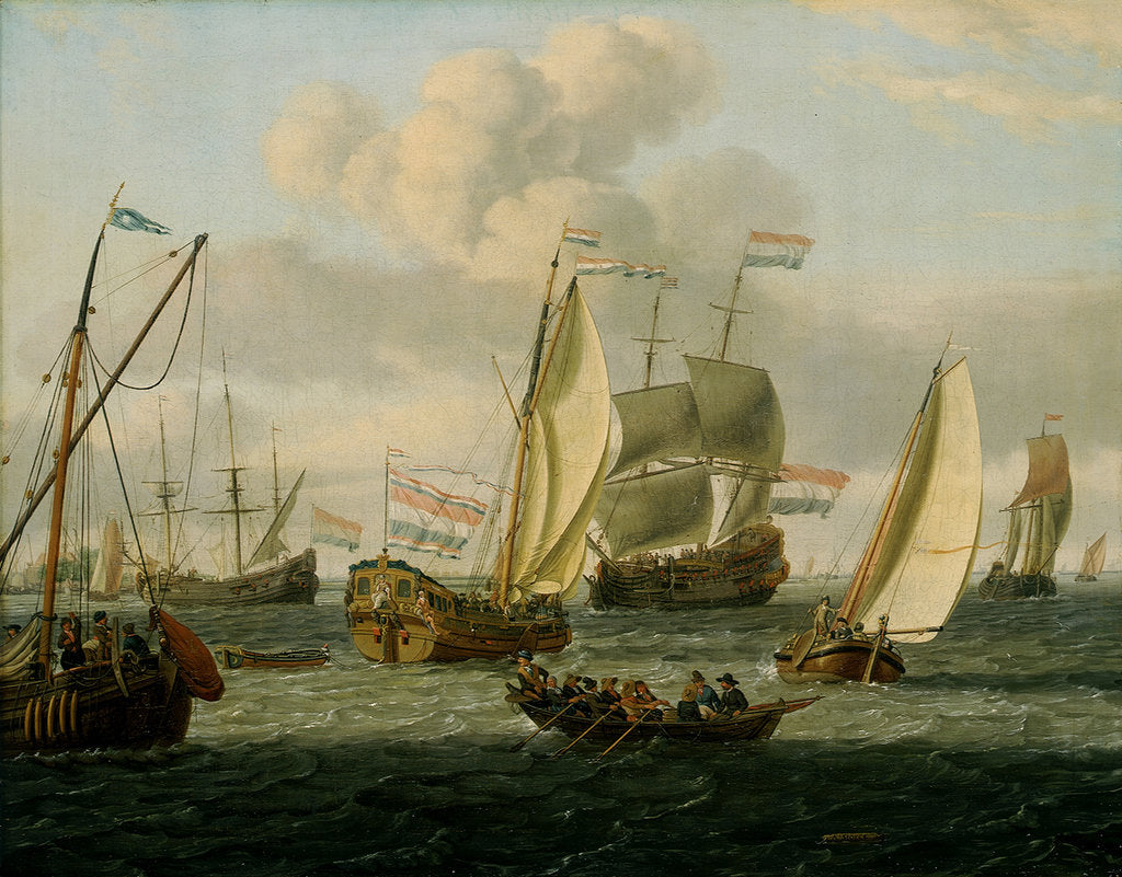 Detail of Shipping off Amsterdam by Abraham Storck