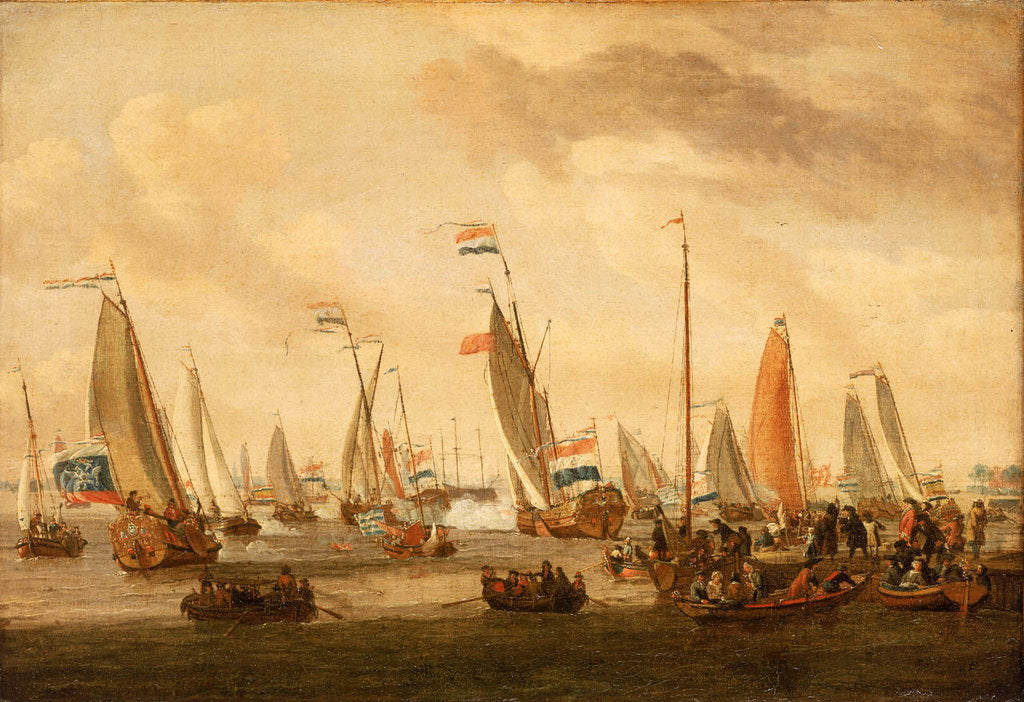 Detail of Review of Dutch yachts before Peter the Great by Abraham Storck