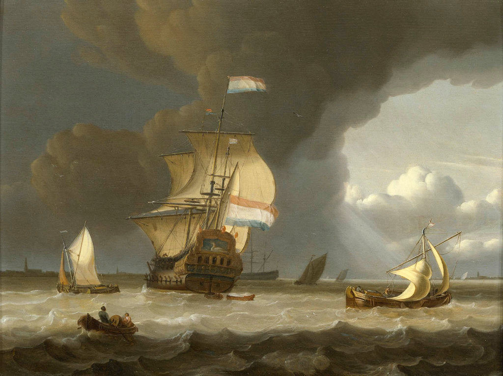 Detail of Dutch ships in the mouth of the Scheldt by Jan Claesz Rietschoof