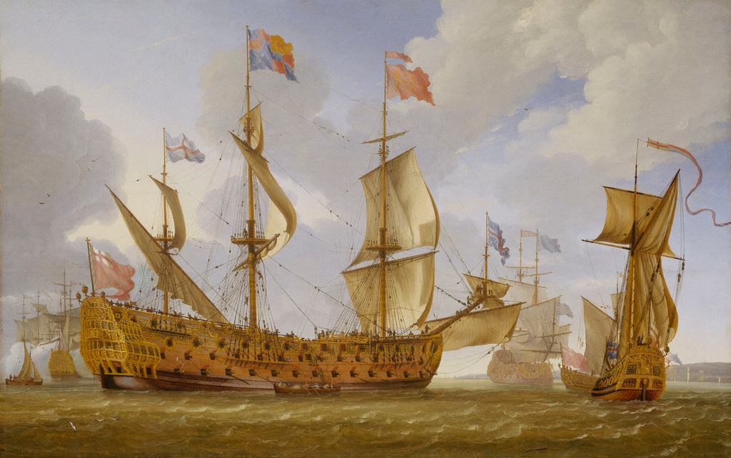 Detail of The 'Royal Prince' before the wind by Jan Karel Donatus van Beecq