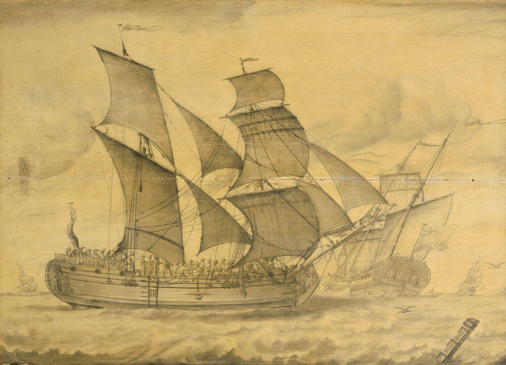 Detail of Two views of an English brigantine by T. or F 0 Boons