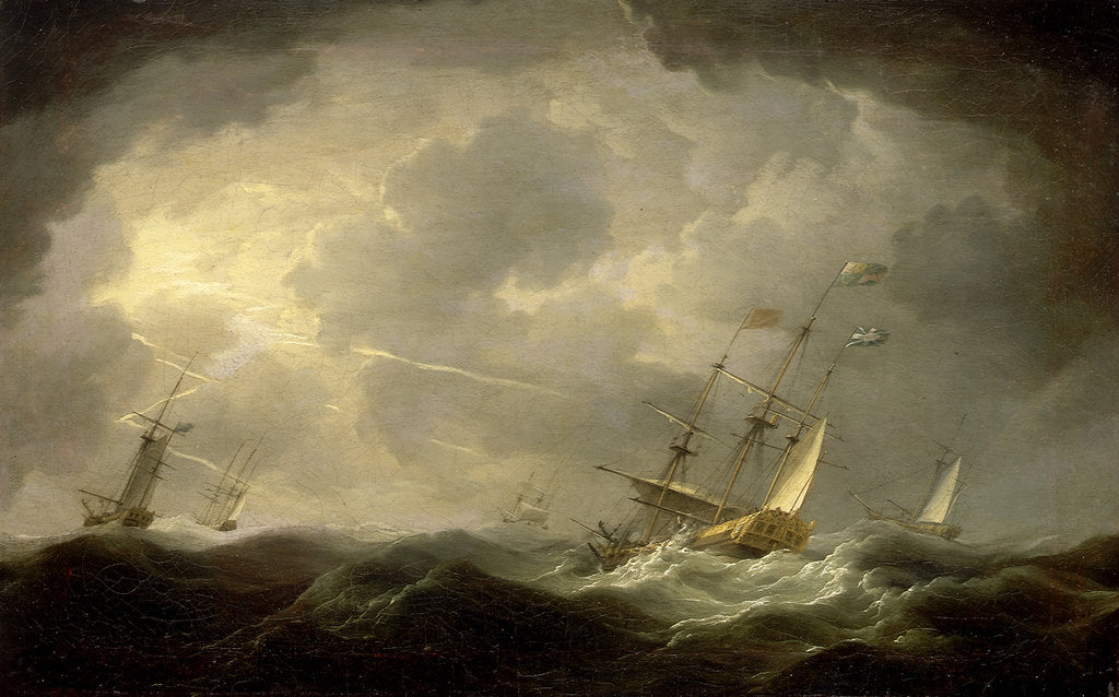 Detail of Royal yachts in a storm by Charles Brooking