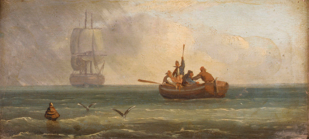 Detail of Four sailors in a ship's boat by Sands