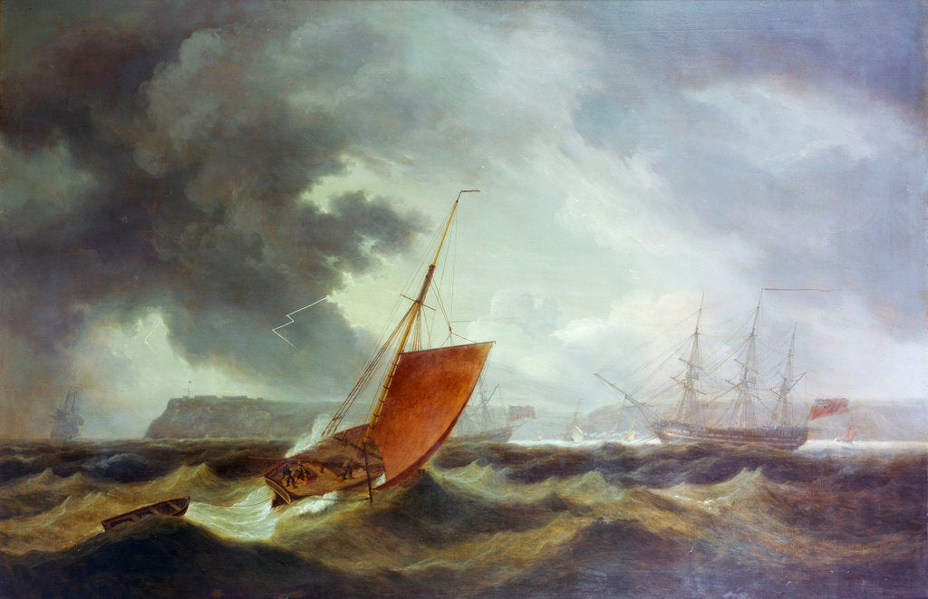 Detail of A Brixham trawler running into Torbay by Thomas Luny
