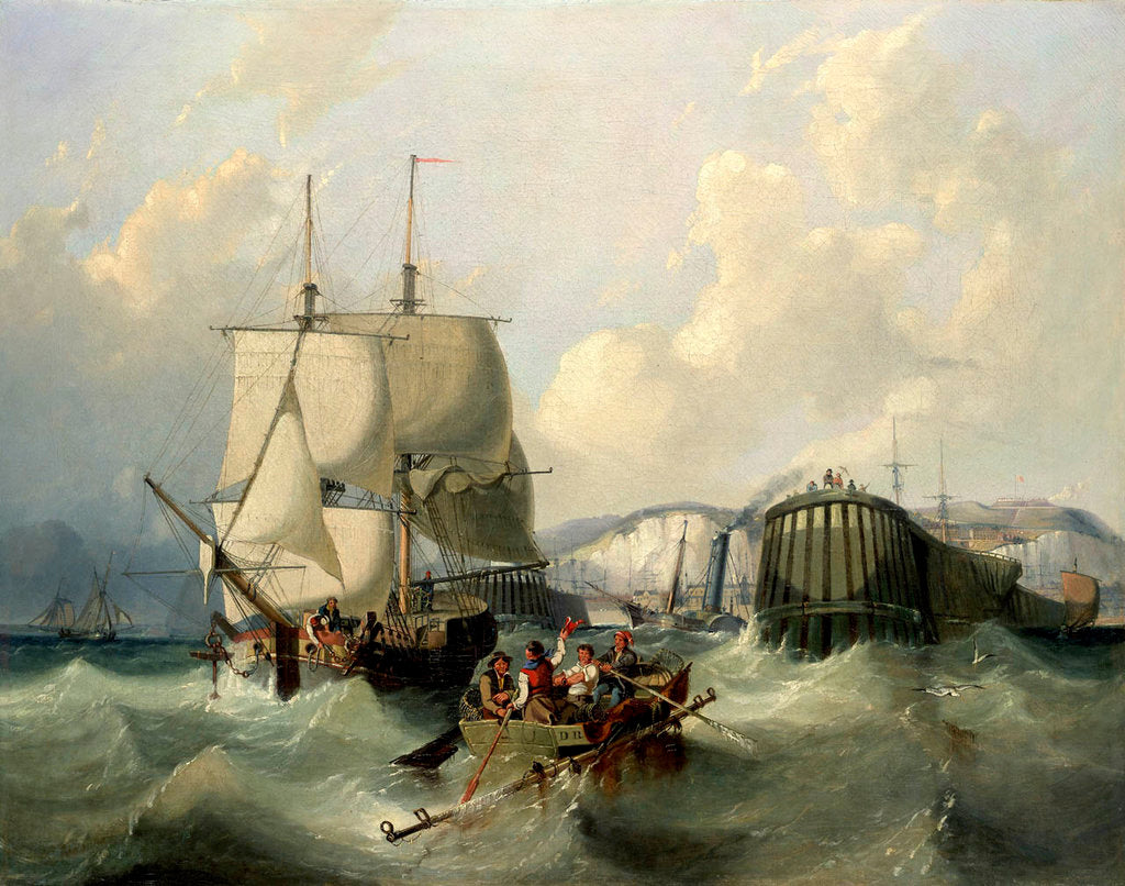 Detail of A brig leaving Dover by George Chambers the Elder