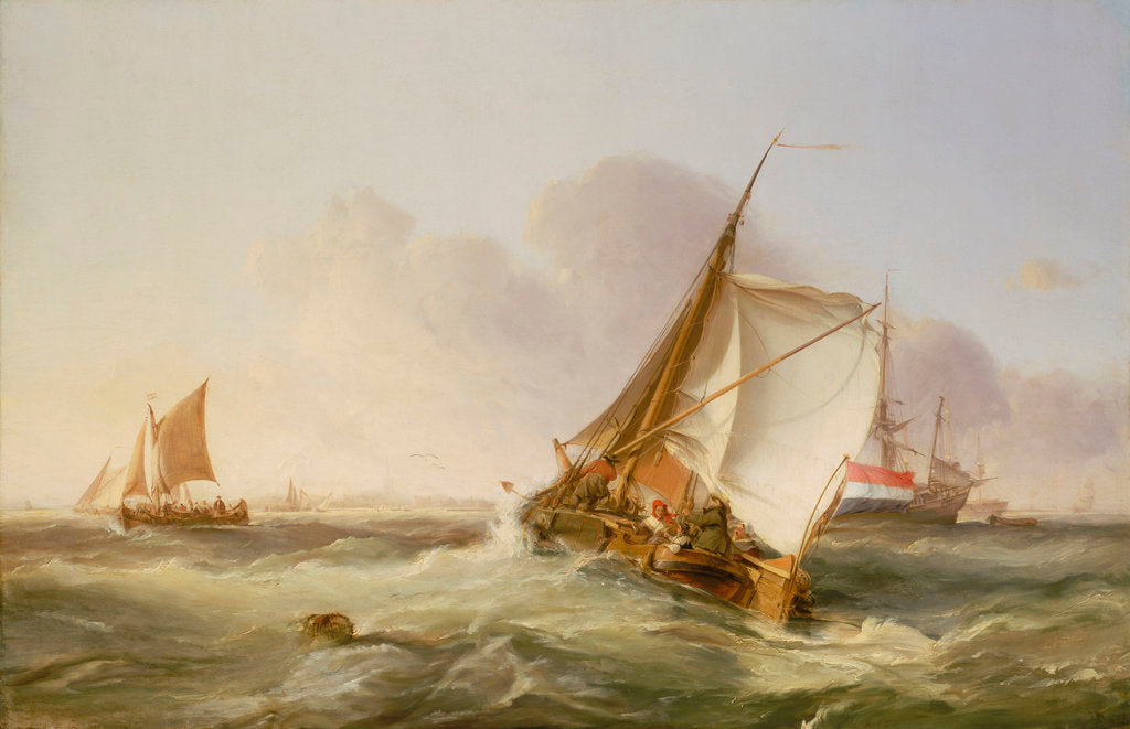 Detail of A Dutch boeier in a fresh breeze by George Chambers