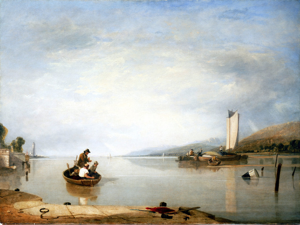 Detail of Dead calm: Boats off Cowes Castle by Augustus Wall Callcott