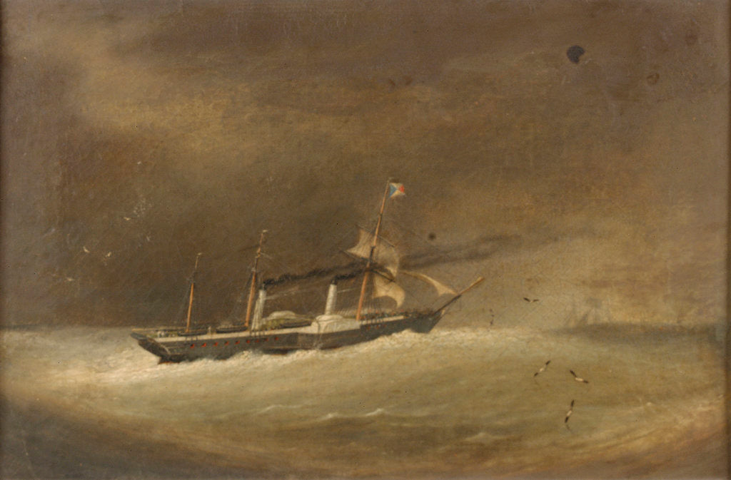 Detail of A P&O paddle steamer running before a gale by Robert Strickland Thomas