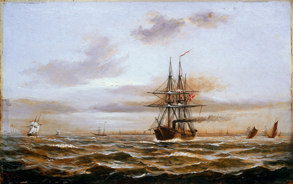 Detail of A Danish steam frigate by J. Gale
