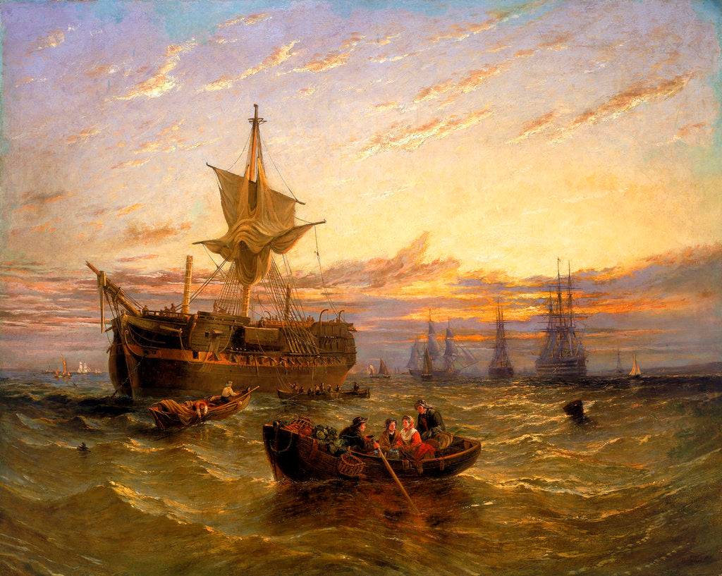 Detail of Indiamen in the Thames by William Adolphus Knell