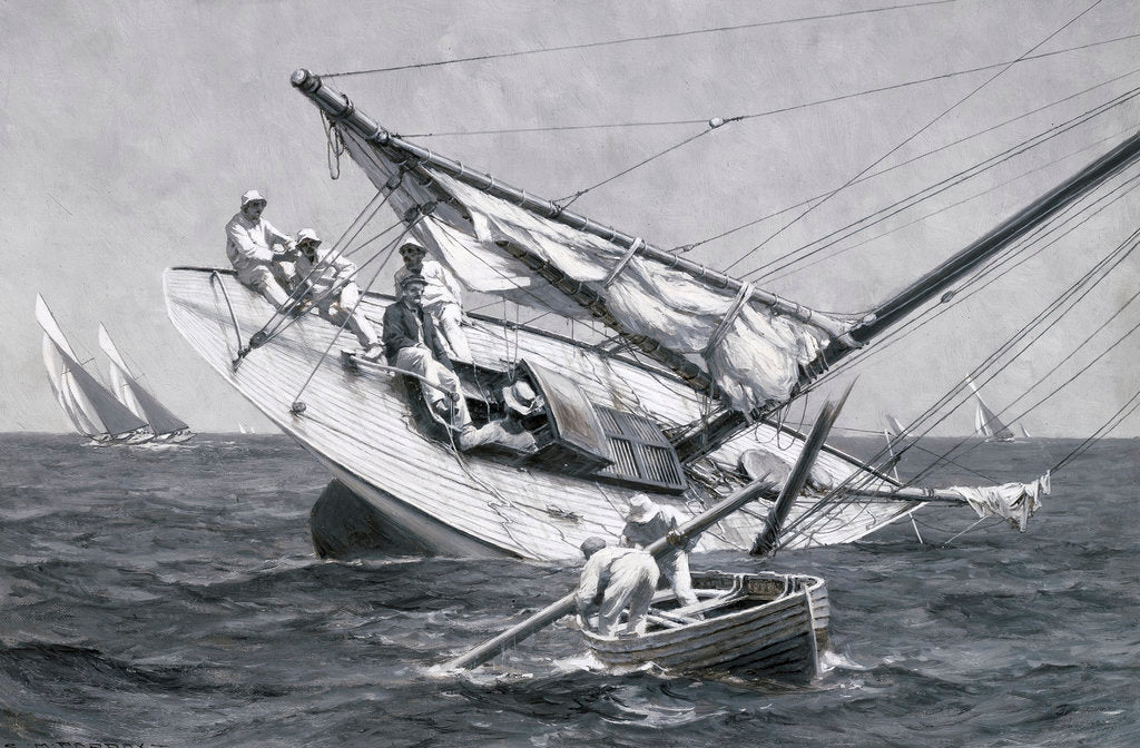 Detail of A yacht ashore by Charles M Padday