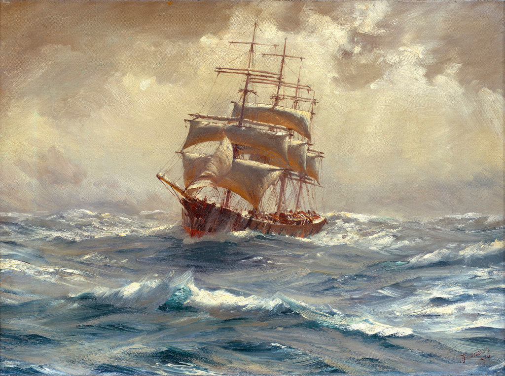 Detail of A barque running before a gale by Thomas Jacques Somerscales