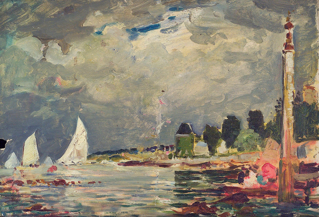 Detail of The Royal Yacht Squadron Club House, Cowes, at regatta time by John Everett