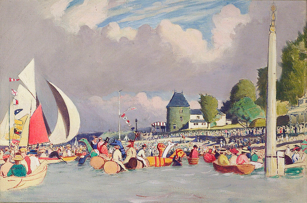 Detail of The Royal Yacht Squadron Club House, Cowes, at regatta time by John Everett