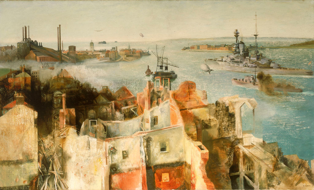 Detail of HMS 'Revenge' leaving harbour by Richard Ernst Eurich