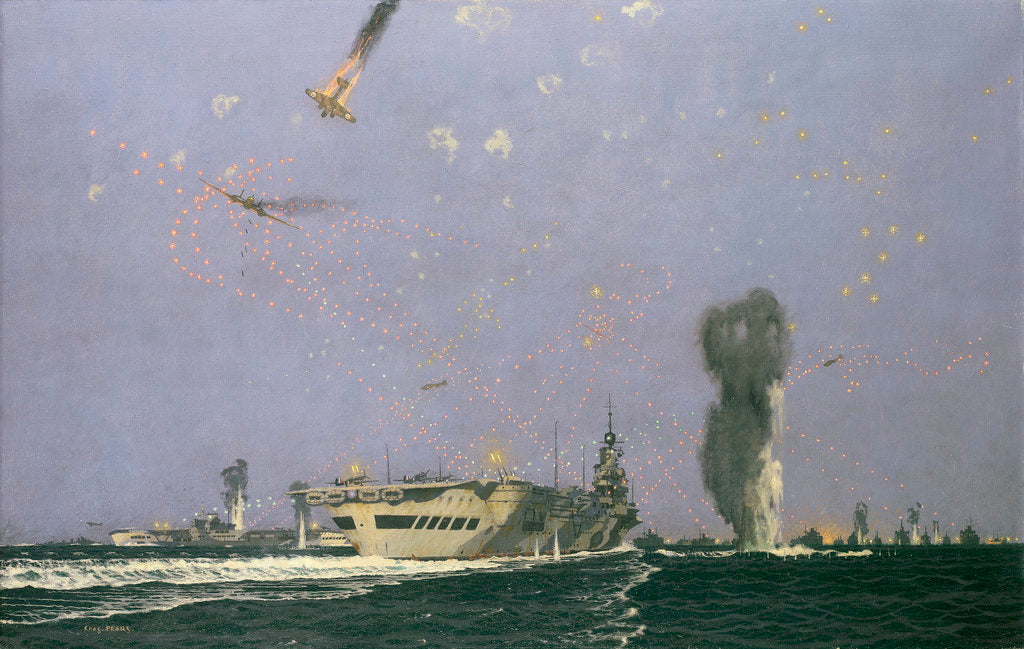 Detail of Aircraft carriers in the Malta convoy by Charles Pears