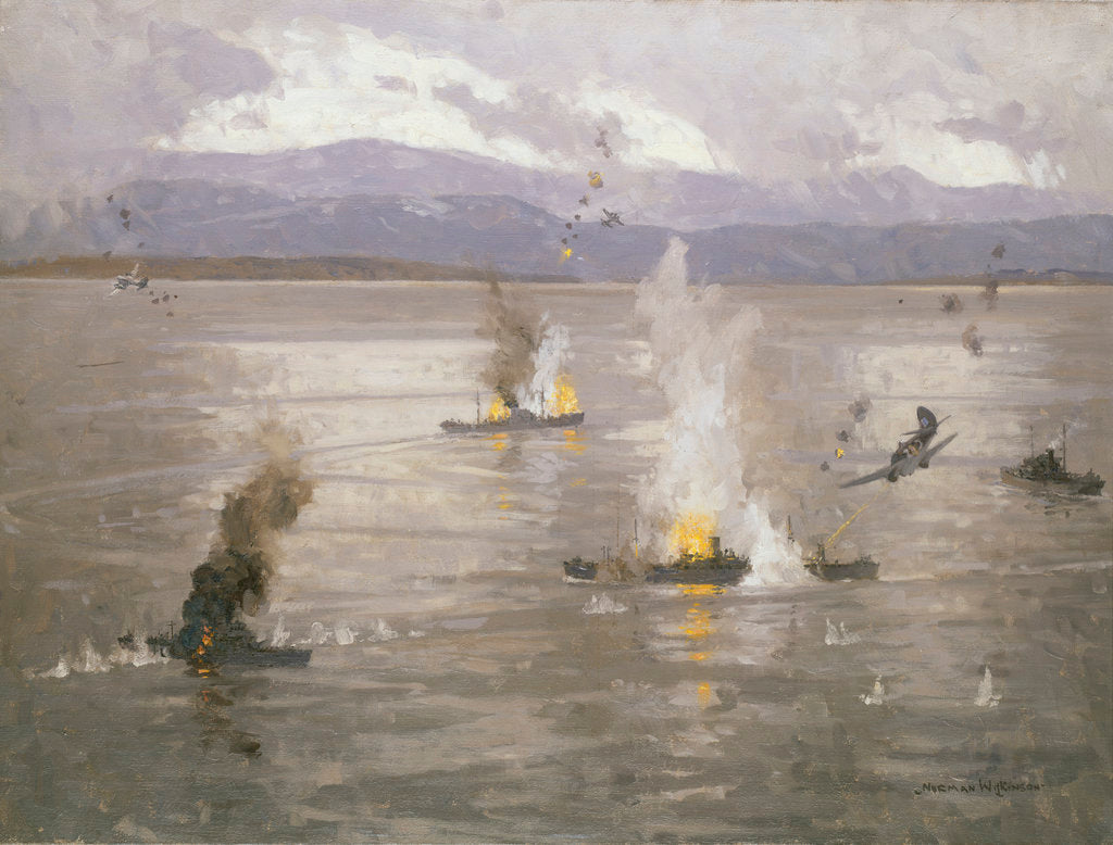 Detail of Beaufighters attacking an enemy convoy by Norman Wilkinson
