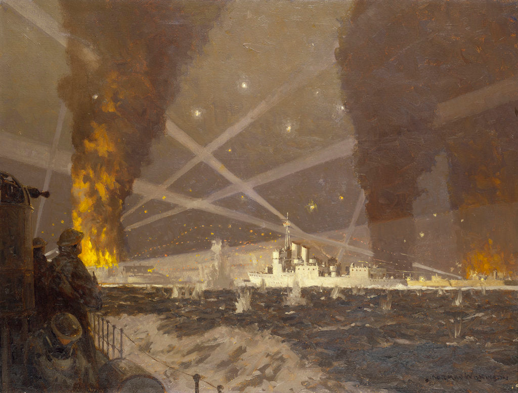 Detail of HMS 'Campbeltown' at St Nazaire, 27 March 1942 by Norman Wilkinson