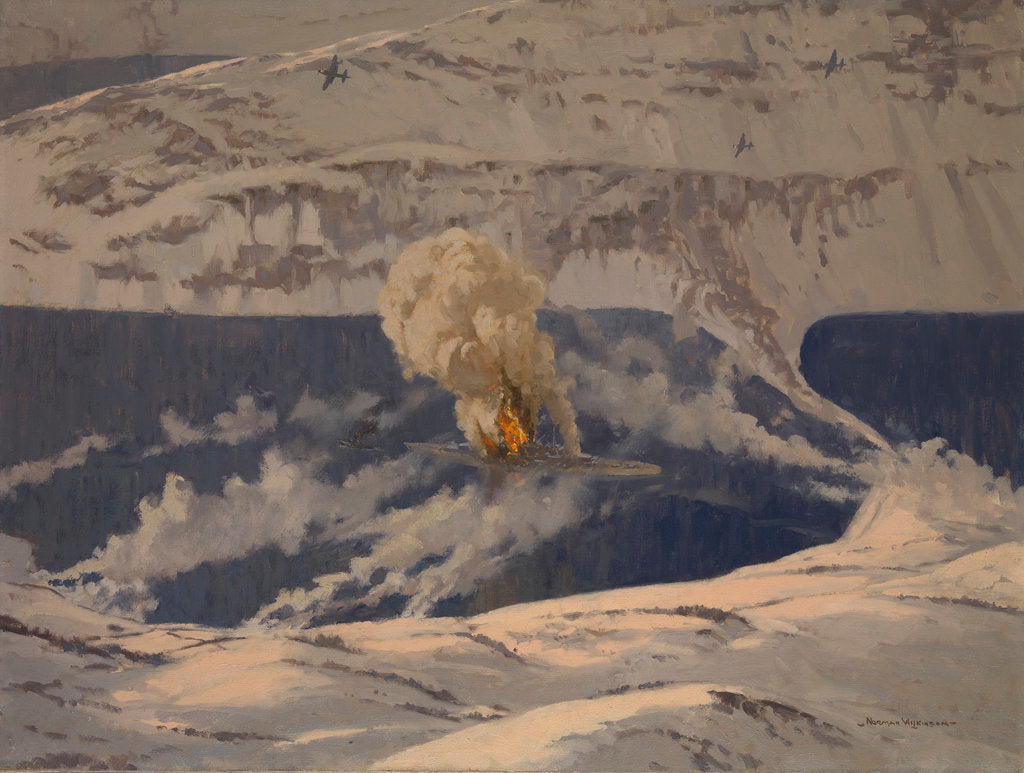 Detail of Barracudas bombing the 'Tirpitz', 3 April 1944 by Norman Wilkinson